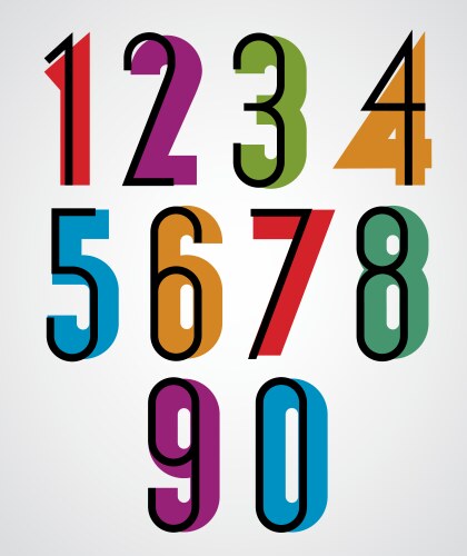 Retro numbers bold condensed numerals set Vector Image
