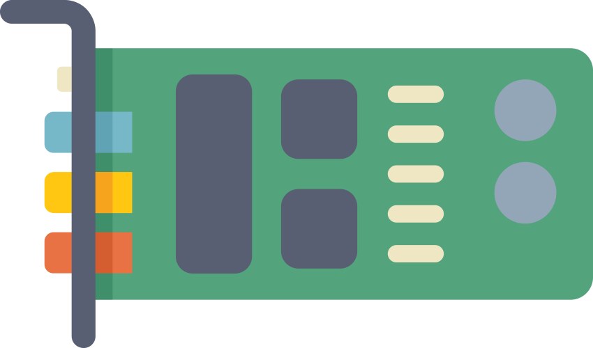 Sound card showing input and output jacks icon vector image