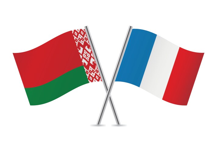 belarus and france crossed flags vector image