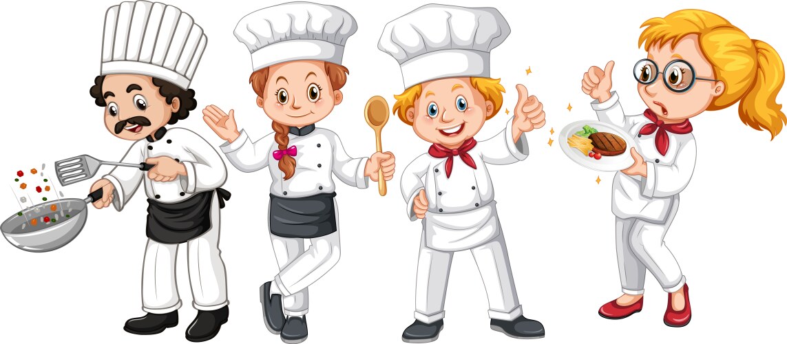 set of different cook character vector image vector image