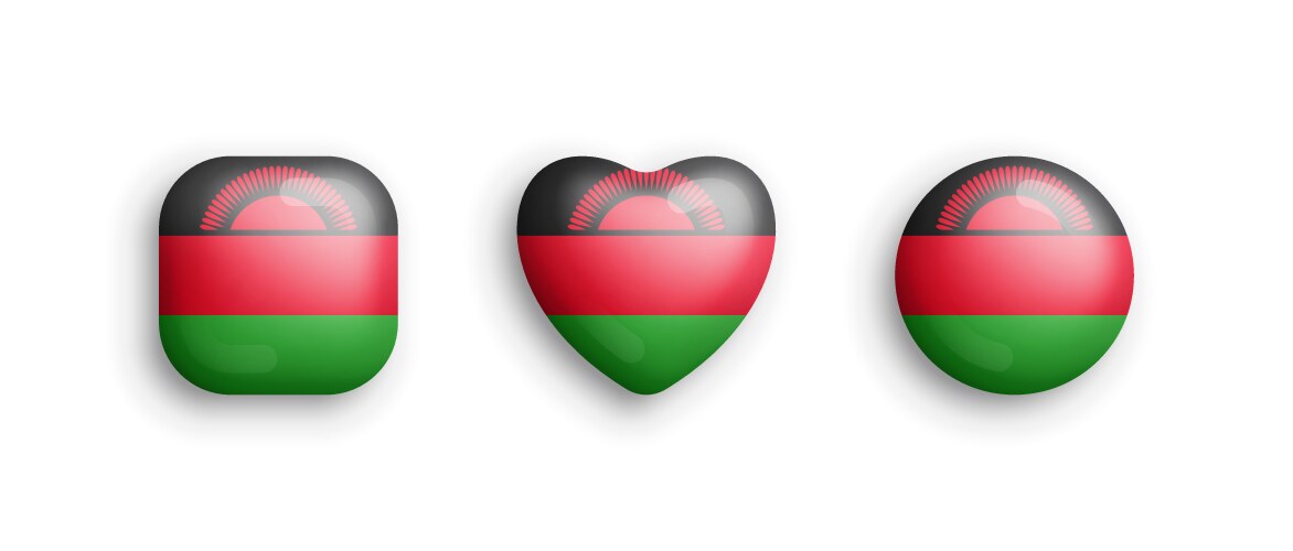 malawi official national flag 3d glossy icons vector image