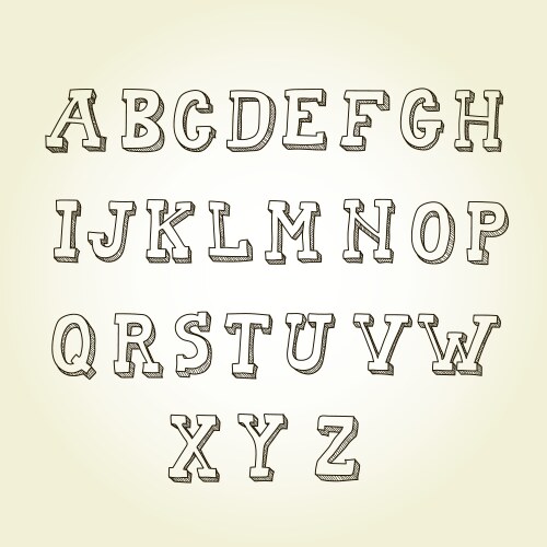 hand drawn font retro alphabet vintage style vector