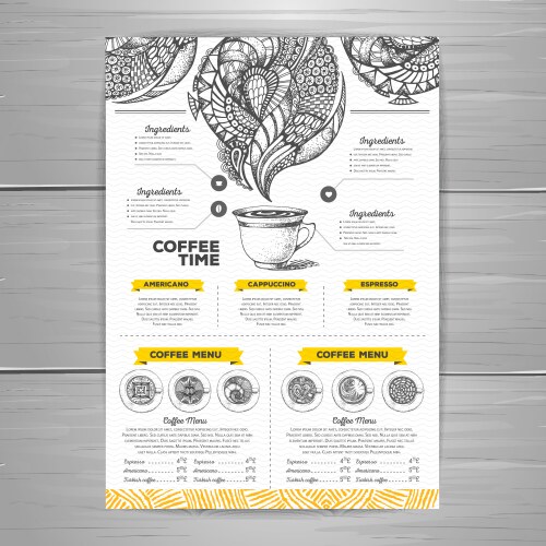 Coffee Menu Sketch - Cup & Foam Vector Image