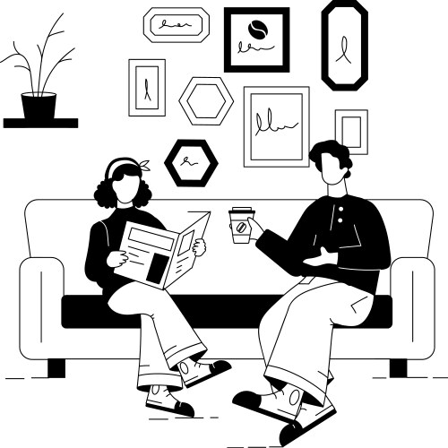 Street Cafe Linear Royalty Free Vector Image Vectorstock