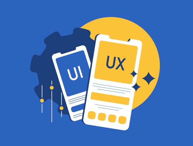 Ux ui design and programming researching vector image