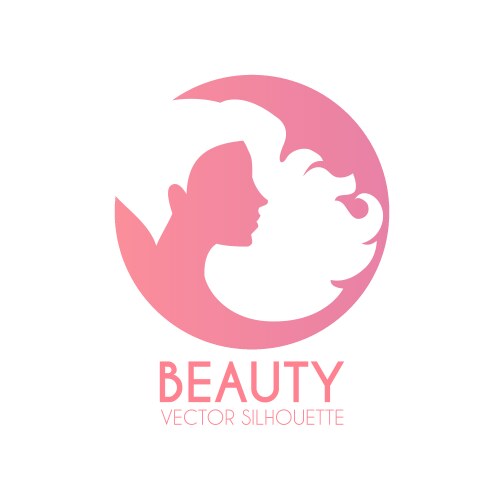 Female Hair Silhouette Logo - Long Hair Vector Image