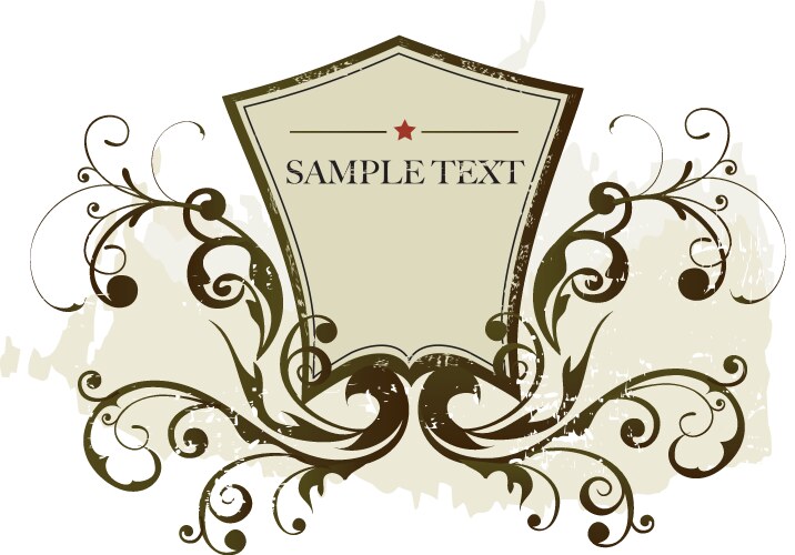 Floral Swirl Shield Vector Image