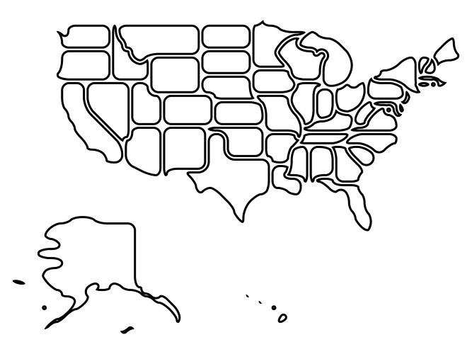 Simplified smooth map of usa Vector Image