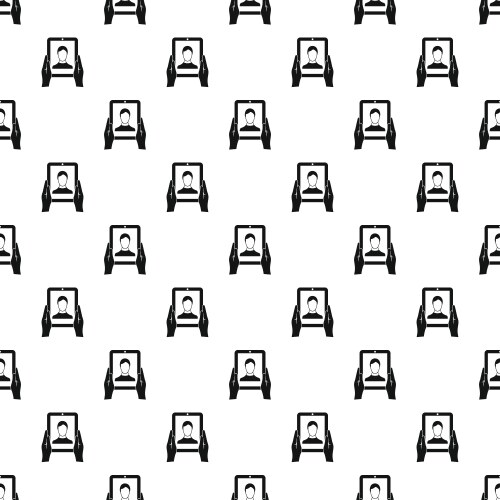 Man taking photo using tablet pattern simple style vector image