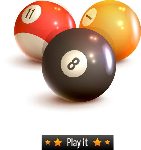 Realistic billiard snooker pool ball cue Vector Image