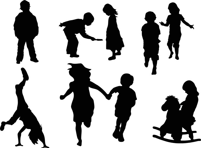 Children silhouettes jumping rope Royalty Free Vector Image