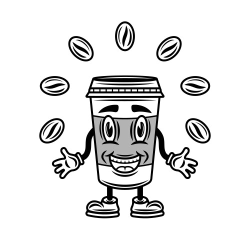 coffee smiling paper cup cartoon character vector