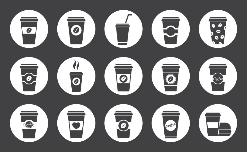 Coffee cup icons Royalty Free Vector Image - VectorStock