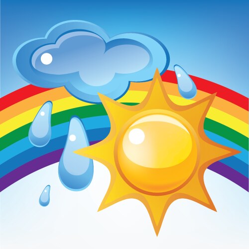 Landscape with rainbow and sun 2 Royalty Free Vector Image