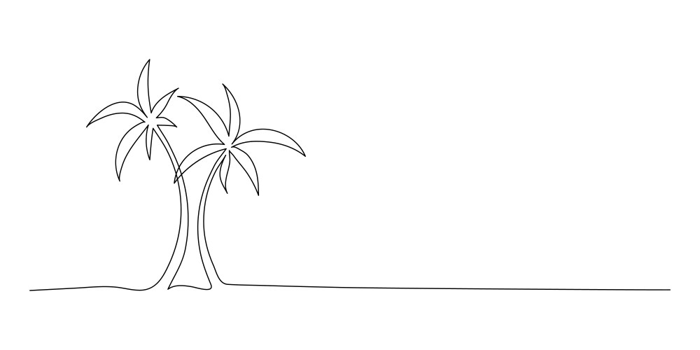Palm tree continuous line drawing of natural Vector Image