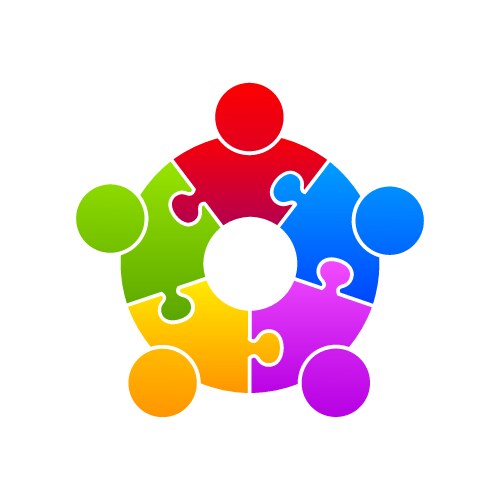 community puzzle union support vector image