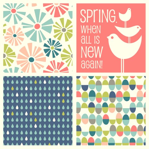 retro spring designs and seamless patterns vector image vector image