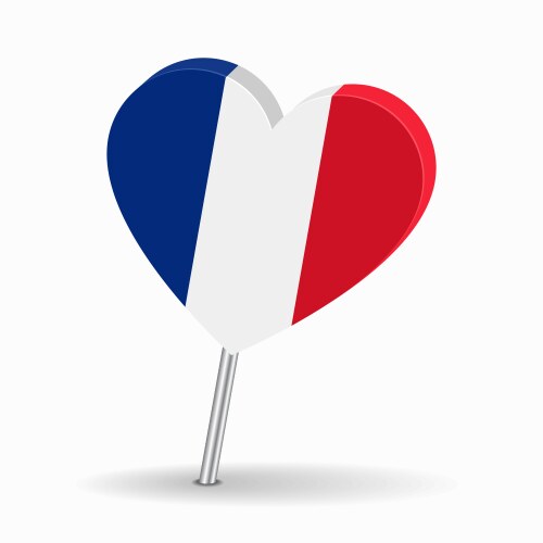 french flag heart-shaped map pointer layout vector image