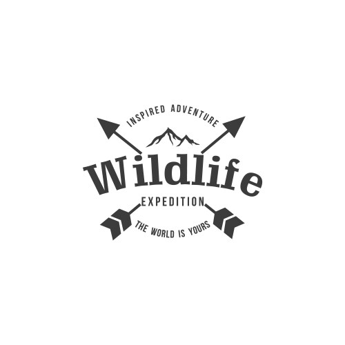 Mountain Adventure Badge - Black & White Vector Image