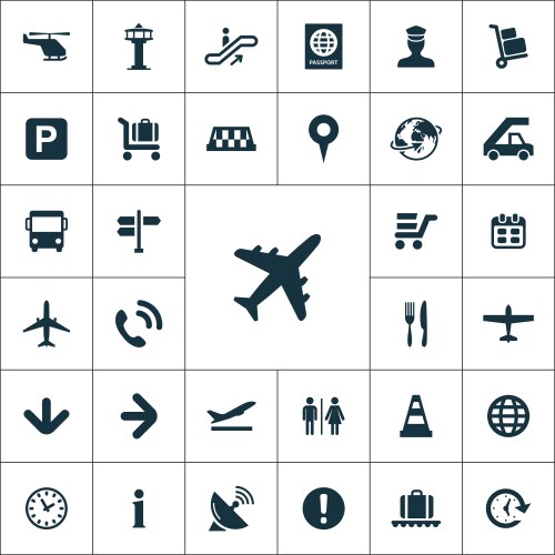Airport Icon Set Vector Image