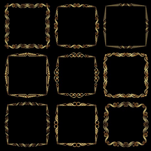 Golden Decorative Frame Collection Royalty Free Vector Image