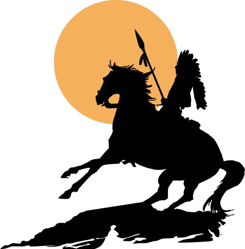 Native american warrior riding horse black Vector Image