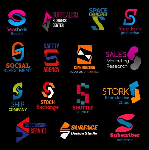 corporate identity s letter modern trend icons vector