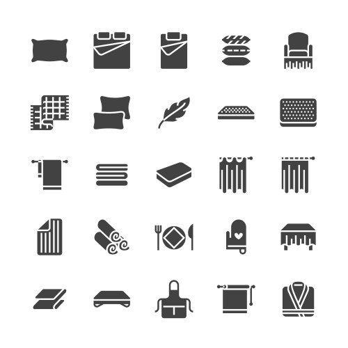 Bedding and Mattress Icons Vector Image