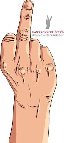 Middle finger hand sign detailed Vector Image