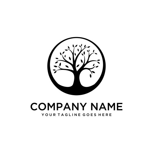 Abstract tree minimal logo emblem design oak Vector Image