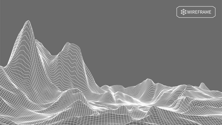 Wireframe landscape on white background abstract vector image