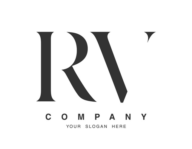 Rv logo design initial letter r and v serif font Vector Image