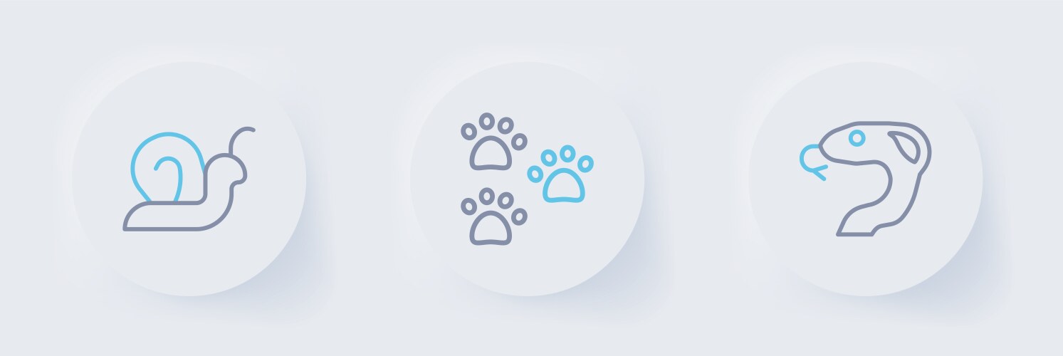 Set line snake paw print and snail icon vector image
