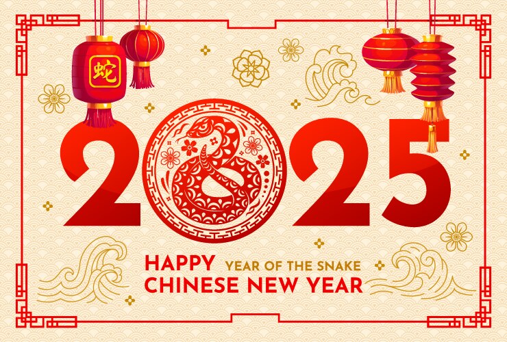 Happy chinese new year holiday red lantern snake Vector Image