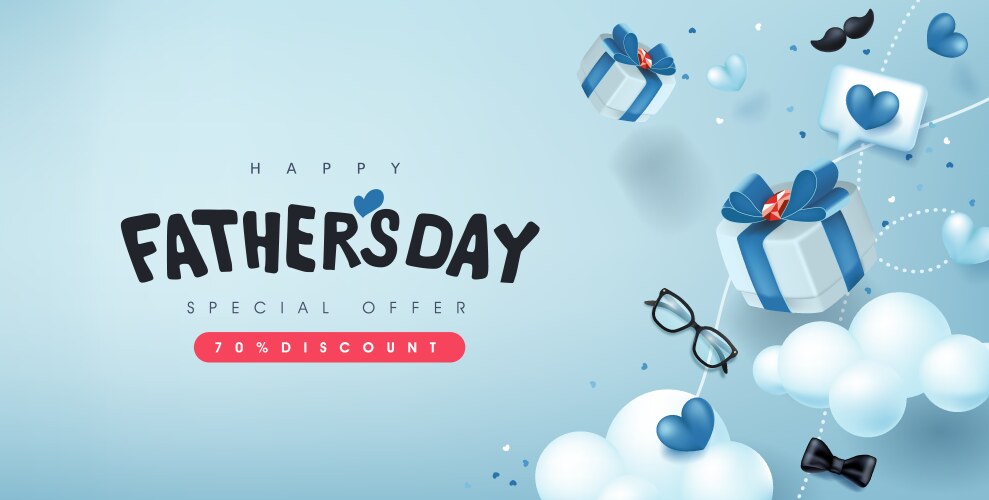 fathers day card with gift box for dad on blue vector