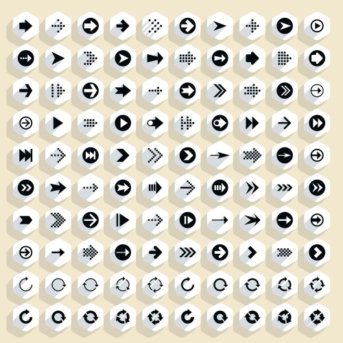 Flat arrow icon hexagon web button vector image