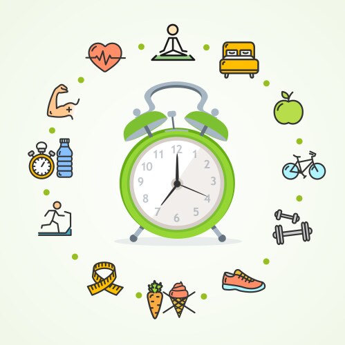 Daily routines fittness concept healthy life vector image