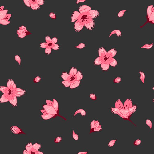 Sakura blossom teal background pattern Vector Image