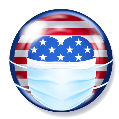 round glass button in usa flag colors vector image