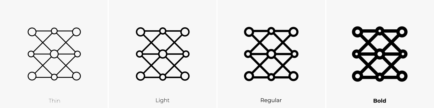 algorithm icon thin light regular and bold style vector