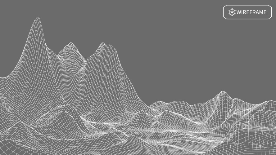 wireframe landscape on white background abstract vector image