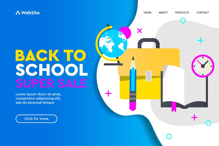 Back to school sale concept landing page vector image