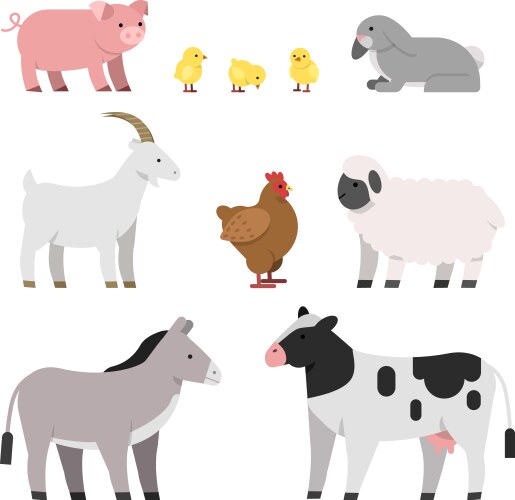 Farm animals cow pig and chicken Royalty Free Vector Image