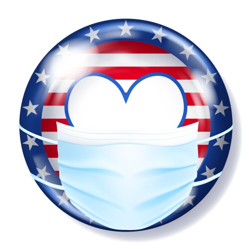 round glass button in usa flag colors vector image