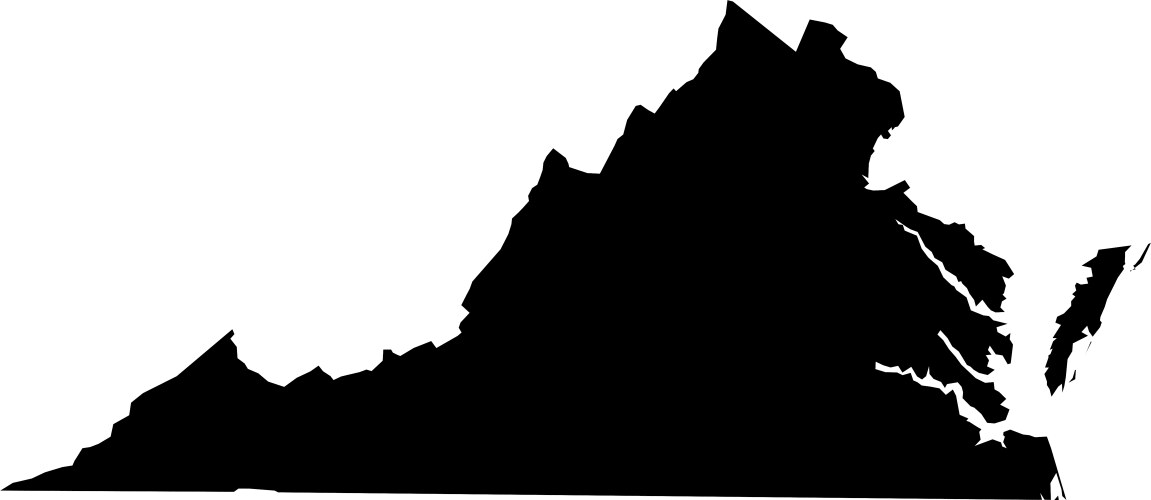 Virginia State Map - Black Silhouette Vector Image