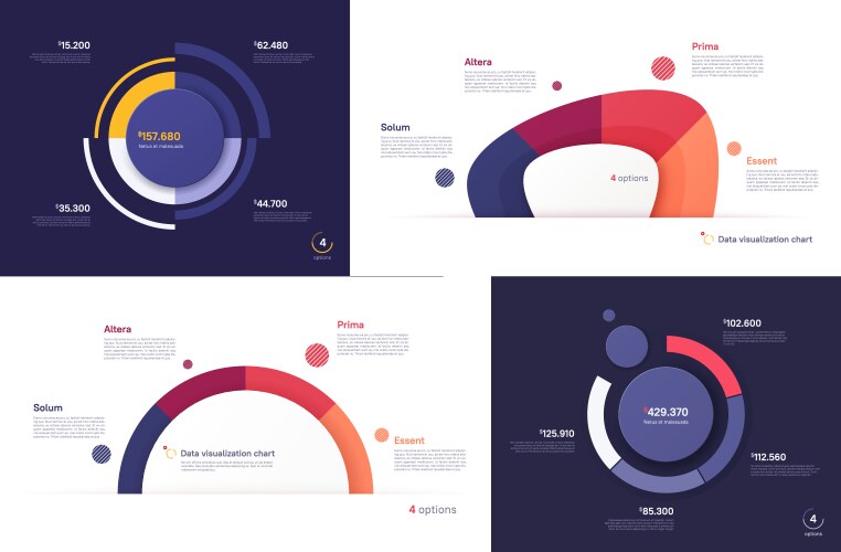 Pie chart infographic template 4 options Vector Image
