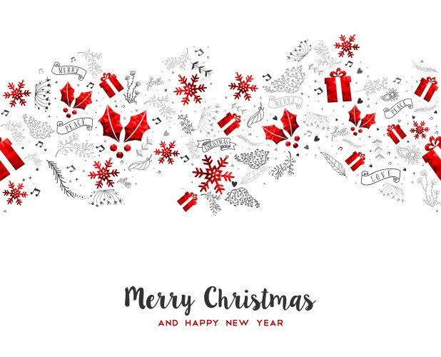 Red Low Poly Holiday Ornaments Vector Image