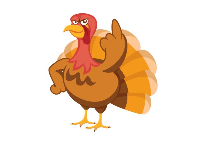 Turkey with raised middle finger icon Vector Image