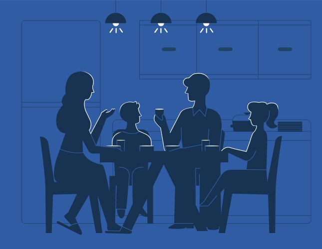 family at dinner table vector image