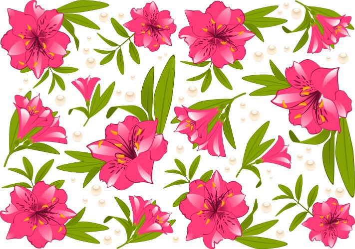 Pink Lily Blossom Pattern Vector Image